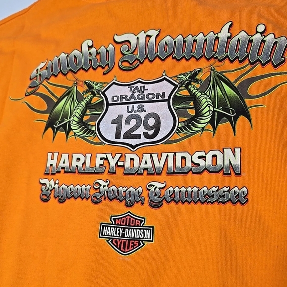 NWT Harley-Davidson Orange Short Sleeve Tee Skull Design - Picture 8 of 9